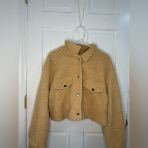 Cute aesthetic crop orange button up sweater